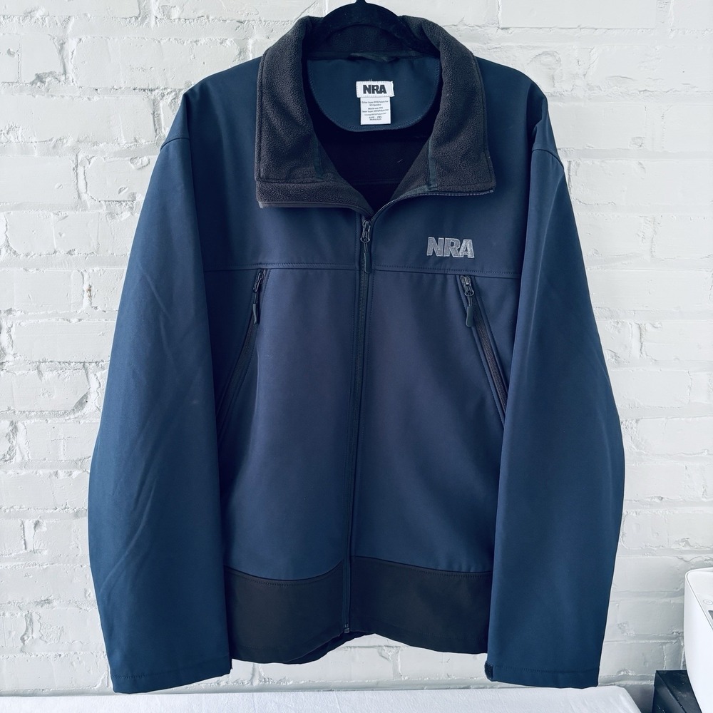 Men's 2XL Lined Jacket Navy & Black Embroidered  NRA Logo Full Zip Medium weight